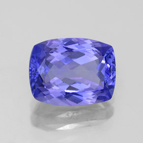 Tanzanita azul natural de 2,36 ct, corte cojín, VVS