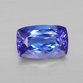 Tanzanita azul natural de 3,38 ct, corte cojín, VVS