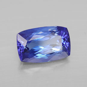 Tanzanita azul natural de 3,38 ct, corte cojín, VVS