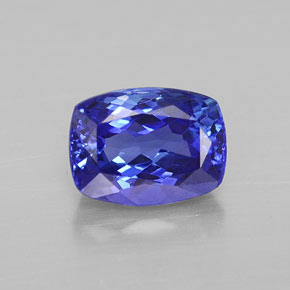 Tanzanita azul natural de 1,82 ct, corte cojín, VVS