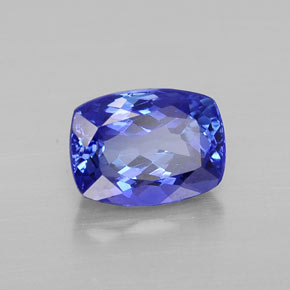 Tanzanita azul natural de 1,82 ct, corte cojín, VVS