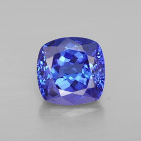 Tanzanita azul natural de 2,44 ct, corte cojín, VVS