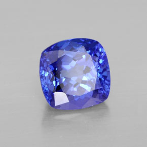Tanzanita azul natural de 2,44 ct, corte cojín, VVS