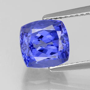 Tanzanita azul natural de 3,13 ct, corte cojín, VVS