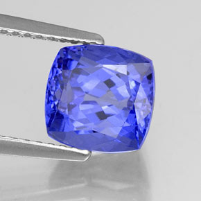 Tanzanita azul natural de 3,13 ct, corte cojín, VVS