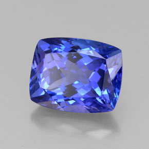 Tanzanita azul natural de 2,82 ct, corte cojín, VVS-VS