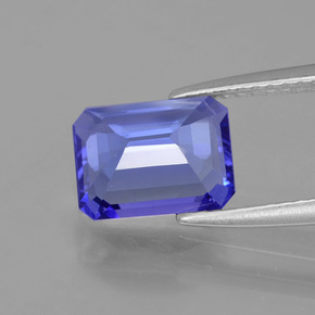 Tanzanita azul natural de 1,79 ct, corte esmeralda, VS