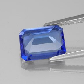 Tanzanita azul natural de 2,02 ct, corte esmeralda, VS
