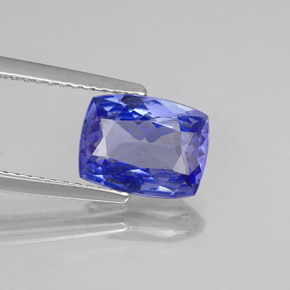 Tanzanita azul natural de 2,16 ct, corte cojín, VVS