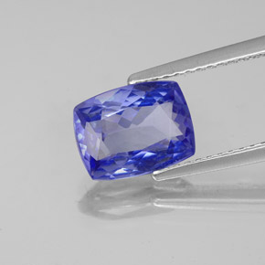 Tanzanita azul natural de 2,16 ct, corte cojín, VVS