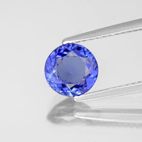 Tanzanita azul natural de 1,36 ct, corte redondo, VVS