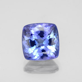 Tanzanita azul natural de 2,67 ct, corte cojín, VS