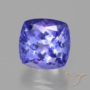 Tanzanita Azul violeta intenso natural de 12.03 ct, Forma Cojín, VS