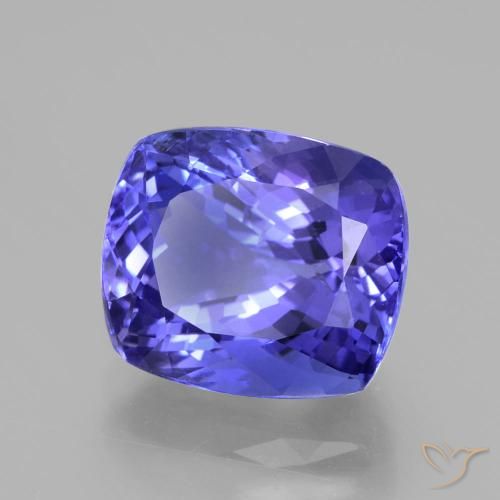 Tanzanita Azul violeta intenso natural de 7.98 ct, Forma Cojín, VVS-VS