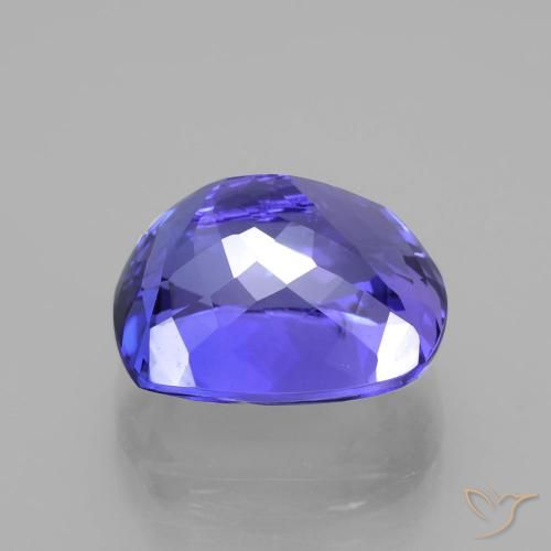 Tanzanita Azul violeta intenso natural de 7.98 ct, Forma Cojín, VVS-VS