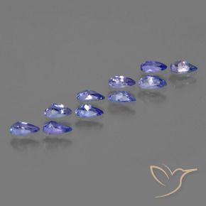 Gemas de tanzanita azul natural de 2,09 ct, en forma de pera, VS