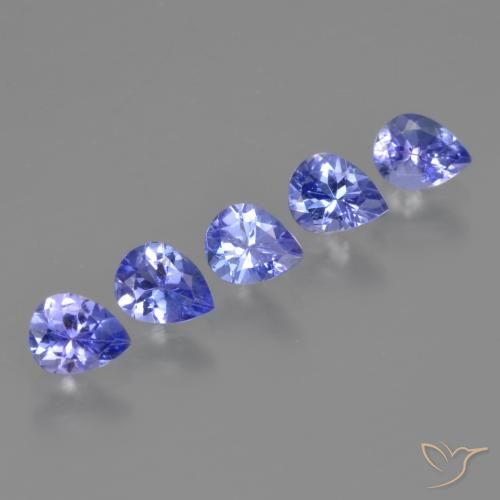Gemas de Tanzanita Azul violeta intenso natural de 1.80 ct, En forma de pera, VS
