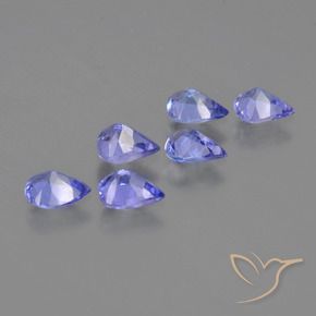 Gemas de Tanzanita Azul violeta intenso natural de 1.65 ct, En forma de pera, VS