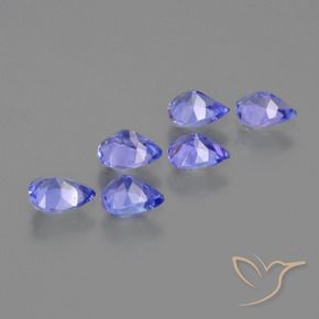 Gemas de Tanzanita Azul violeta intenso natural de 1.74 ct, En forma de pera, VS
