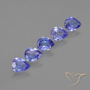 Gemas de Tanzanita Azul violeta intenso natural de 1.29 ct, En forma de pera, VS