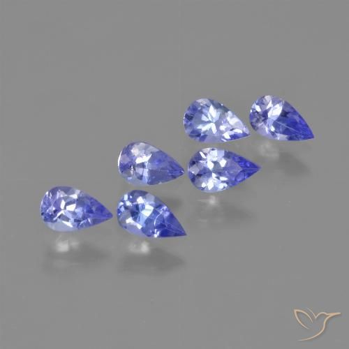 Gemas de tanzanita Azul medio natural de 1.43 ct, En forma de pera, VVS-VS