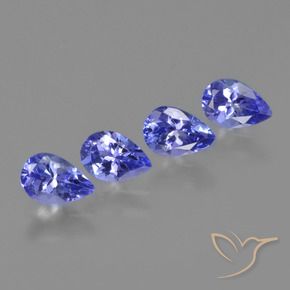 Gemas de Tanzanita Azul violeta natural de 1.68 ct, En forma de pera, VVS-VS