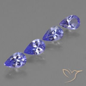 Gemas de Tanzanita Azul violeta intenso natural de 1.65 ct, En forma de pera, VS