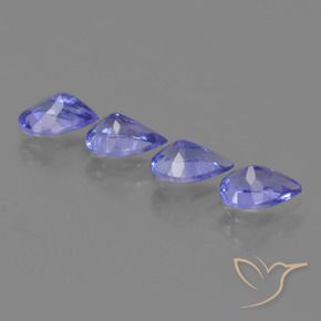 Gemas de Tanzanita Azul violeta intenso natural de 1.65 ct, En forma de pera, VS