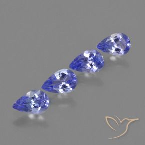 Gemas de Tanzanita Azul violeta intenso natural de 1.67 ct, En forma de pera, VVS-VS