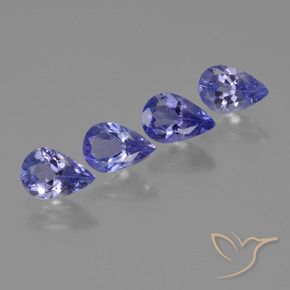 Gemas de Tanzanita Azul violeta natural de 1.41 ct, En forma de pera, VS