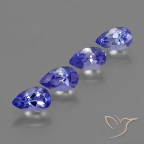 Gemas de Tanzanita Azul violeta intenso natural de 1.70 ct, En forma de pera, VS