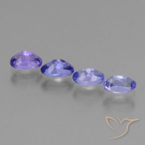 Gemas de Tanzanita Azul violeta intenso natural de 1.86 ct, Ovalada, VVS-VS