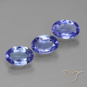 Gemas de Tanzanita Azul violeta intenso natural de 1.65 ct, Ovalada, VS