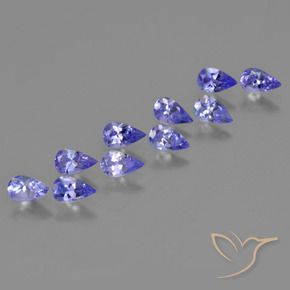 Gemas de Tanzanita Azul violeta intenso natural de 2.38 ct, En forma de pera, VS