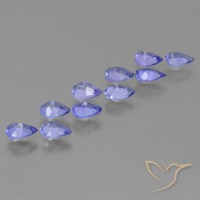 Gemas de Tanzanita Azul violeta intenso natural de 2.55 ct, En forma de pera, VS