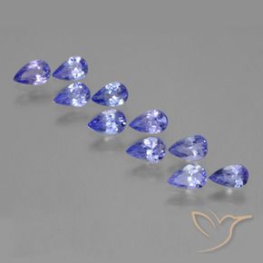Gemas de Tanzanita Azul violeta intenso natural de 3.36 ct, En forma de pera, VS