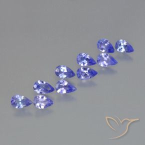 Gemas de Tanzanita Azul violeta intenso natural de 2.10 ct, En forma de pera, VS