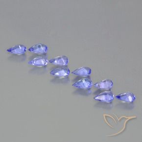 Gemas de Tanzanita Azul violeta intenso natural de 1.66 ct, En forma de pera, VS