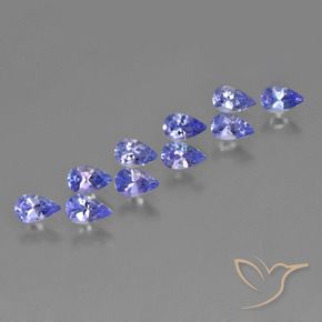 Gemas de Tanzanita Azul violeta intenso natural de 2.52 ct, En forma de pera, VS
