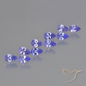 Gemas de Tanzanita Azul violeta intenso natural de 2.35 ct, En forma de pera, VS