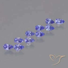Gemas de Tanzanita Azul violeta intenso natural de 2.62 ct, En forma de pera, VS