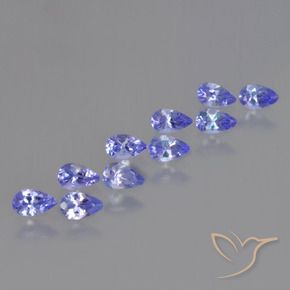 Gemas de Tanzanita Azul violeta intenso natural de 2.11 ct, En forma de pera, VS