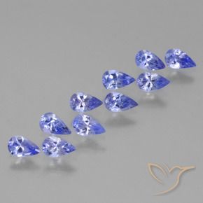 Gemas de Tanzanita Azul violeta intenso natural de 2.14 ct, En forma de pera, VS