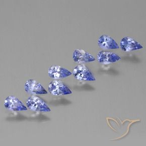 Gemas de Tanzanita Azul medio natural de 2.03 ct, En forma de pera, VS