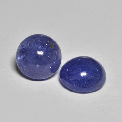 Gemas de tanzanita Azul violeta intenso natural de 5.09 ct, Corte Redondo, Translúcido