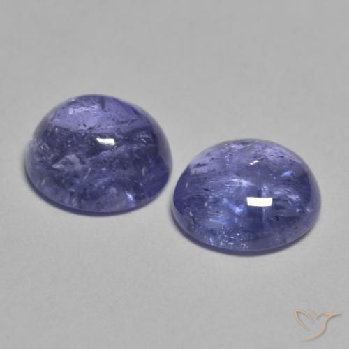 Gemas de Tanzanita Violeta azulado natural de 1.90 ct, Redondo, Transparente