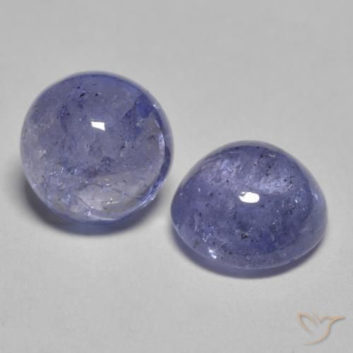 Gemas de Tanzanita Violeta azulado natural de 2.07 ct, Redondo, Transparente