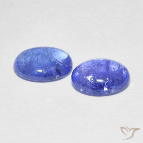 Gemas de Tanzanita Azul violeta intenso natural de 5.66 ct, Ovalada, Transparente
