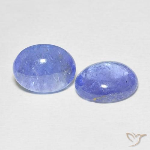 Gemas de Tanzanita Azul violeta intenso natural de 6.35 ct, Ovalada, Transparente