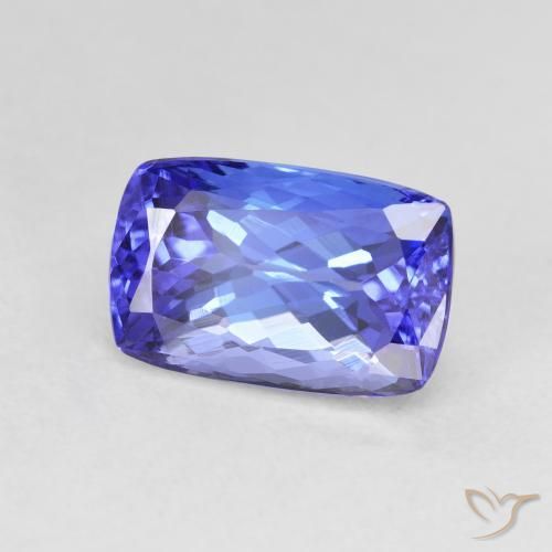 Tanzanita Azul violeta oscuro natural de 4.74 ct, Forma Cojín, VVS